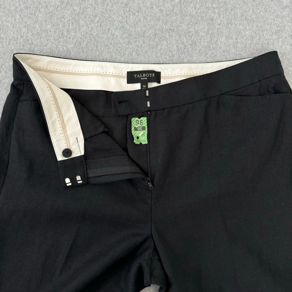 Talbots Womens Pants Size 12 Petite Linen Capri Culottes 34 x 21 Black Pockets - Picture 4 of 15